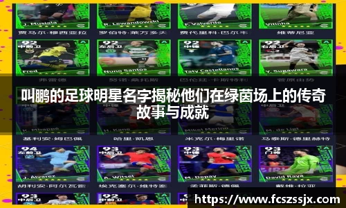 叫鹏的足球明星名字揭秘他们在绿茵场上的传奇故事与成就